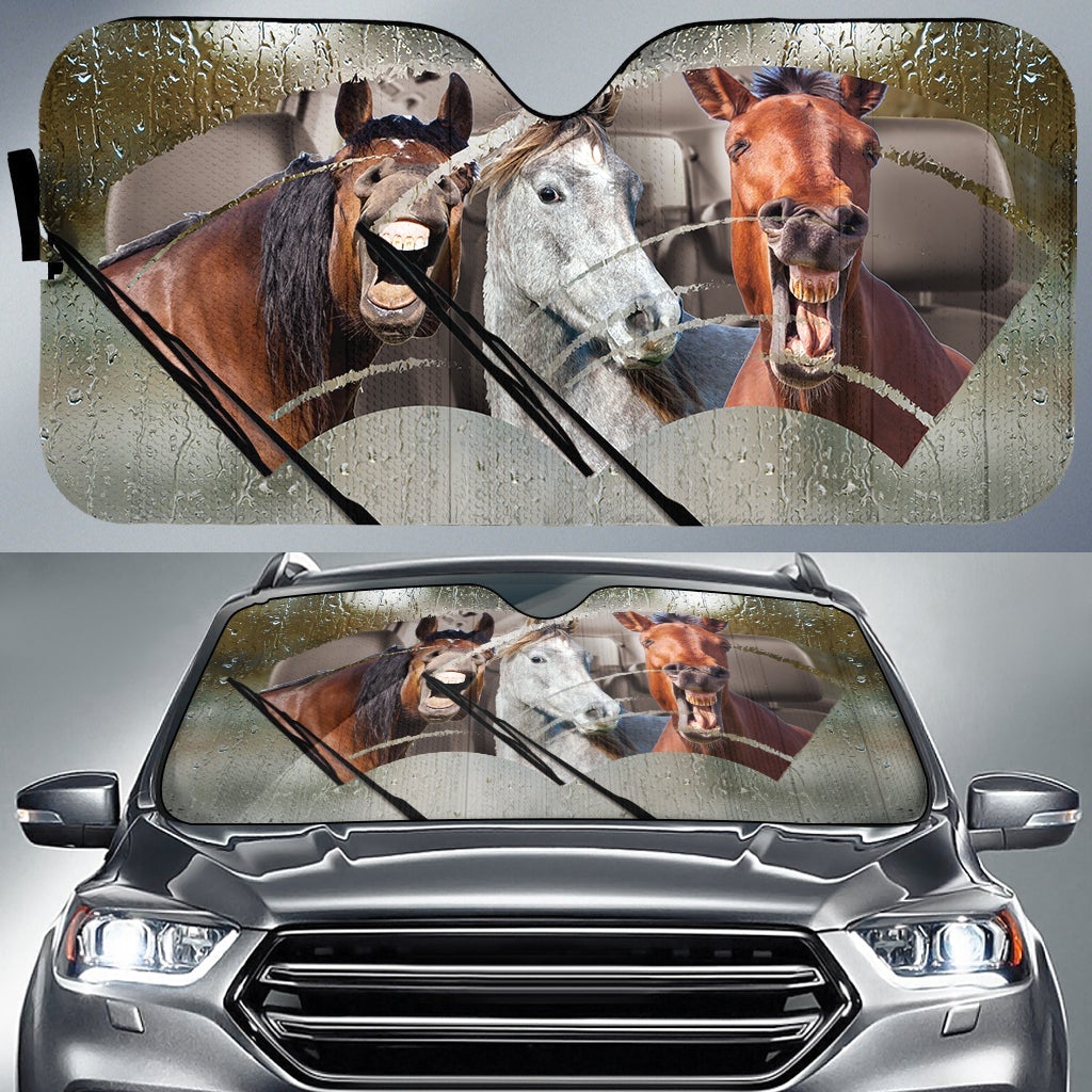 Rainy Driving Horses Car Auto Sunshades