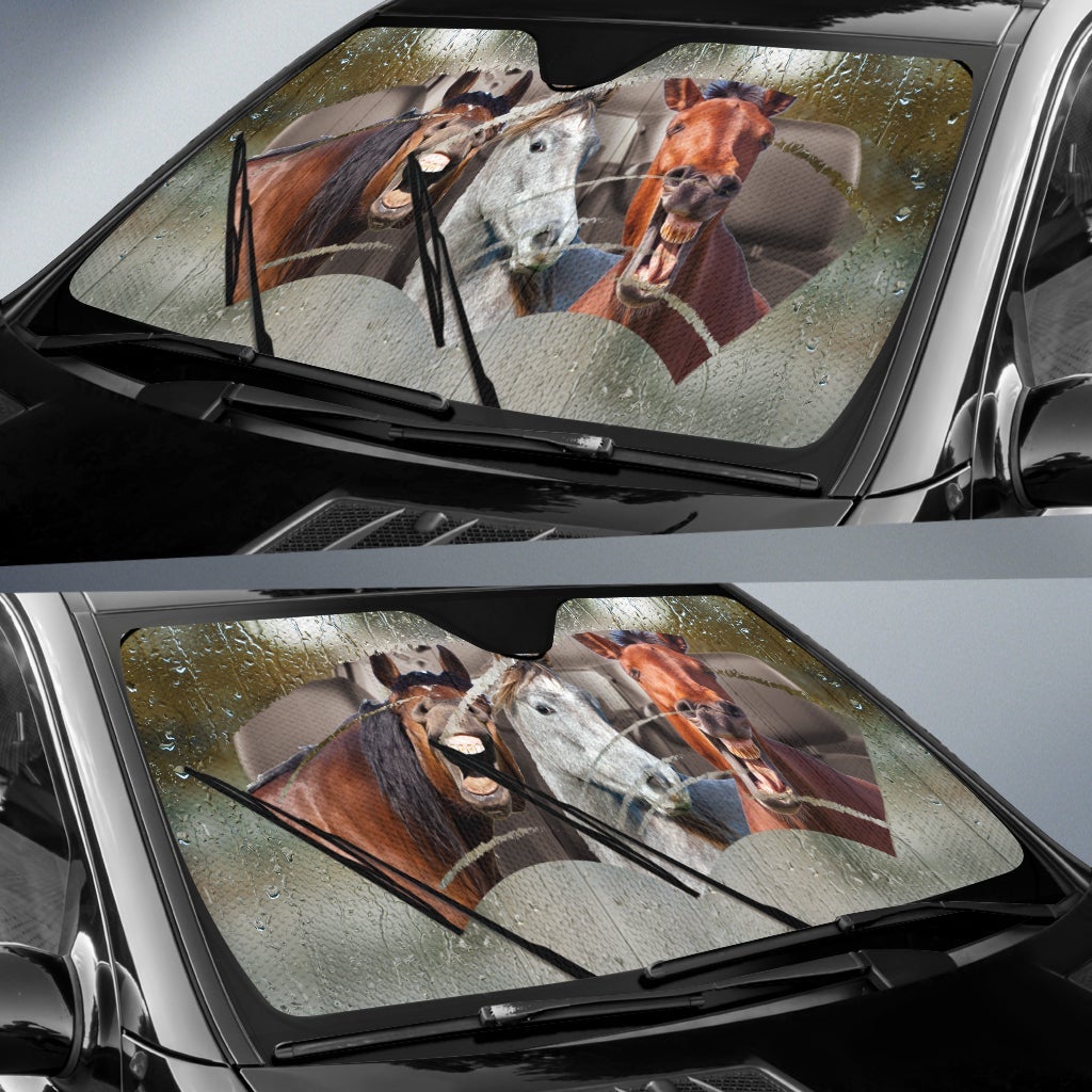 Rainy Driving Horses Car Auto Sunshades