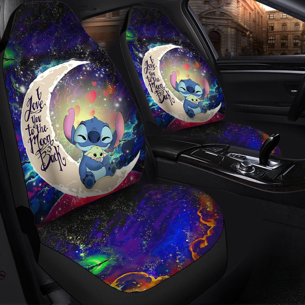 Stitch Hold Baby Yoda Love You To The Moon Galaxy Car Seat Covers