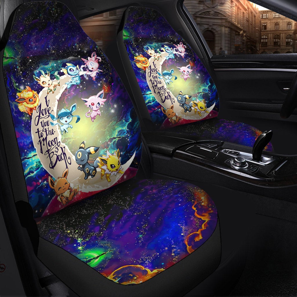Eevee Evolution Pokemon Love You To The Moon Galaxy Car Seat Covers