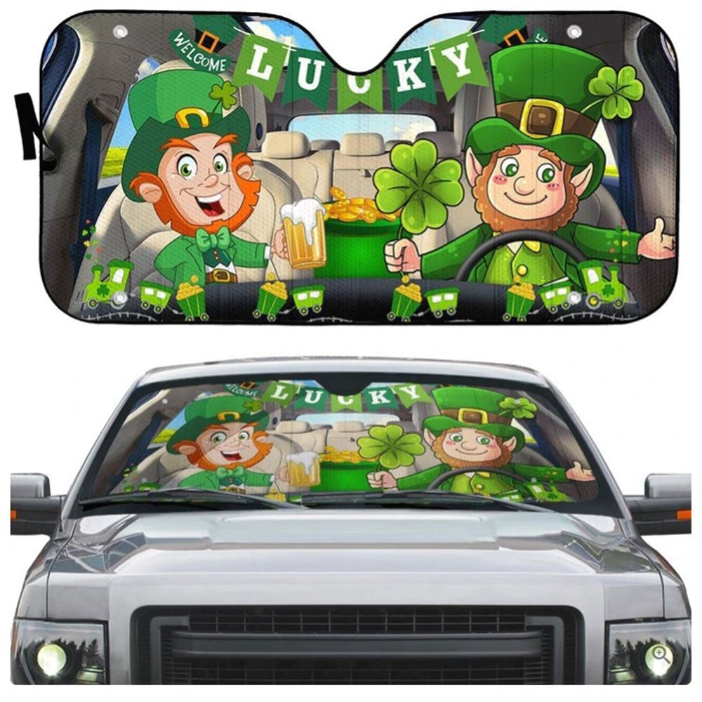 St Patricks Day Leprechaun Custom Car Auto Sun Shades Windshield Accessories Decor Gift