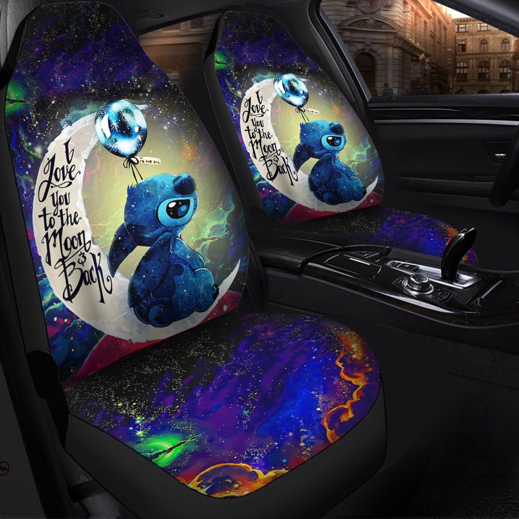 Stitch Love You To The Moon Galaxy Car Seat Covers