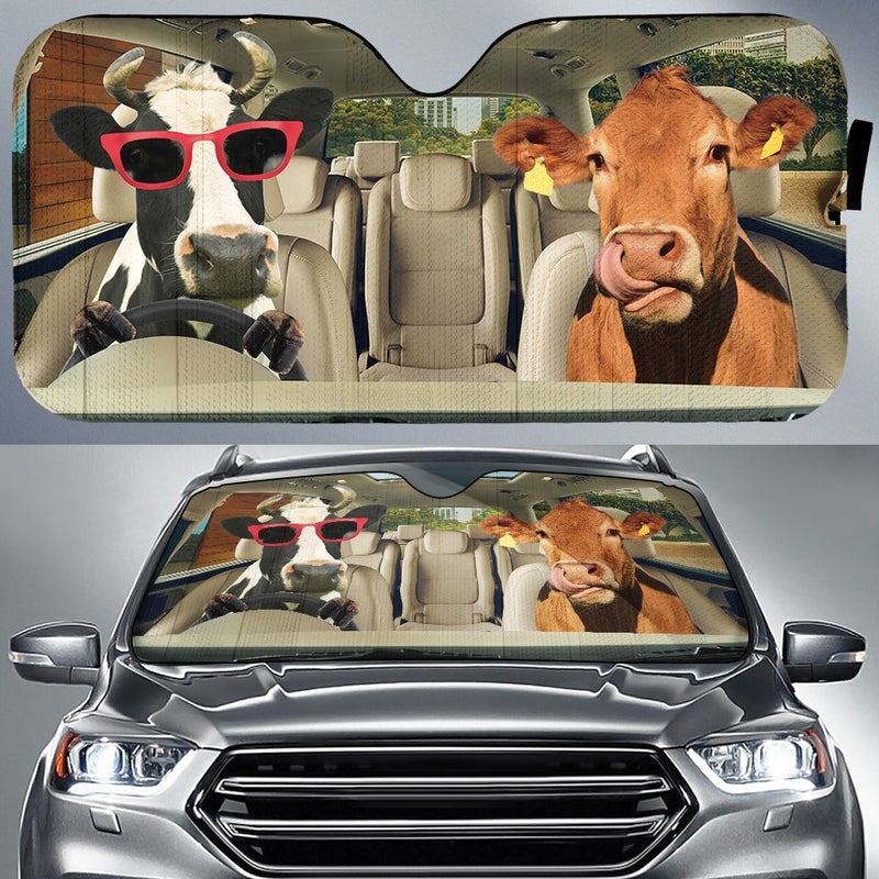 Driving Cows Right Hand Drive Car Auto Sunshades