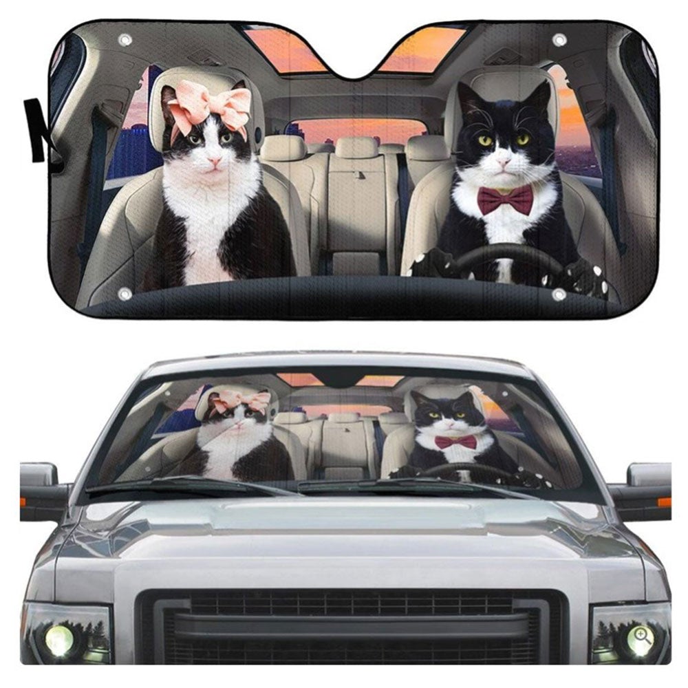 Texudo Couple Cat Car Auto Sun Shades Windshield Accessories Decor Gift
