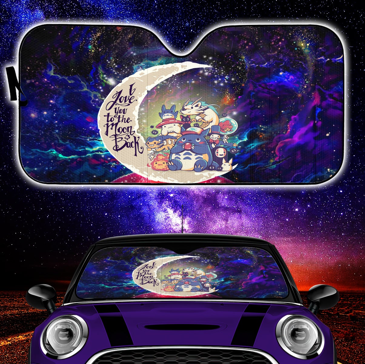 Ghibli Character Love You To The Moon Galaxy Car Auto Sunshades