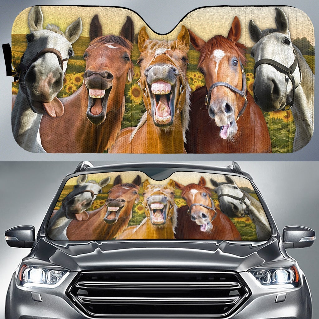 Horses On The Field Car Auto Sunshades