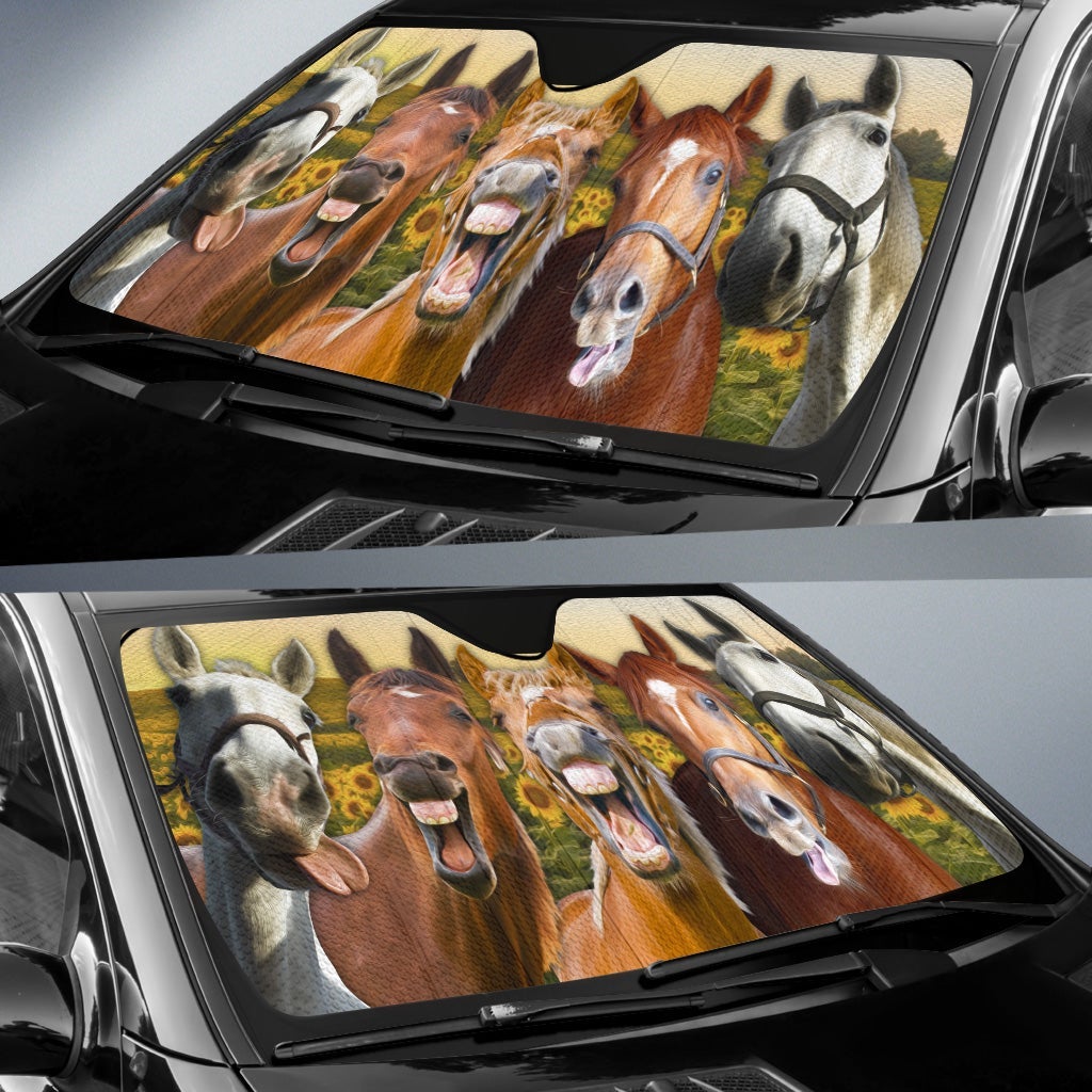 Horses On The Field Car Auto Sunshades