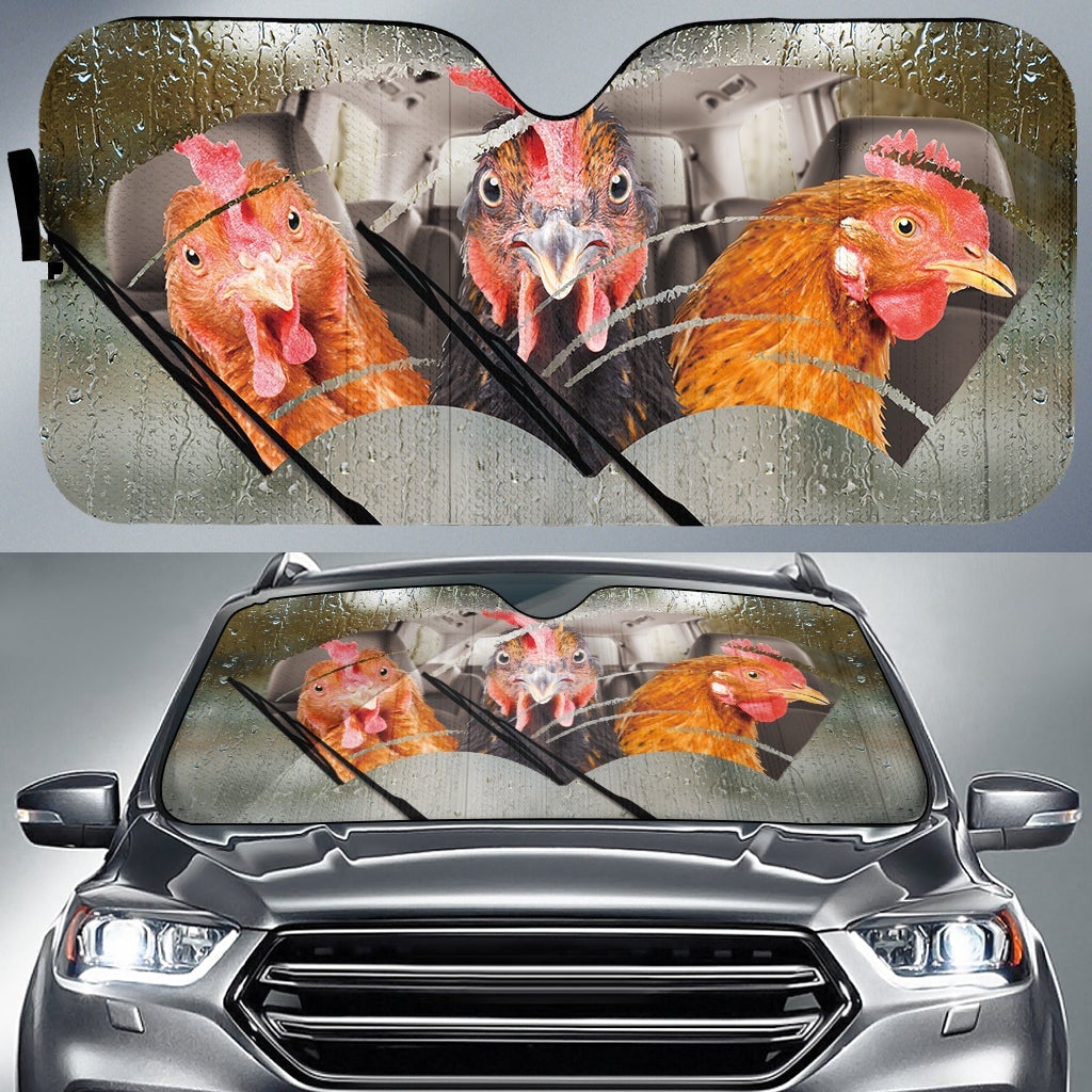 Rainy Driving Chickens Car Auto Sunshades