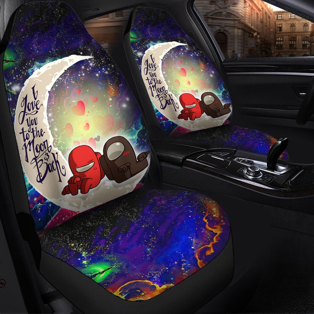 Among Us Couple Love You To The Moon Galaxy Car Seat Covers