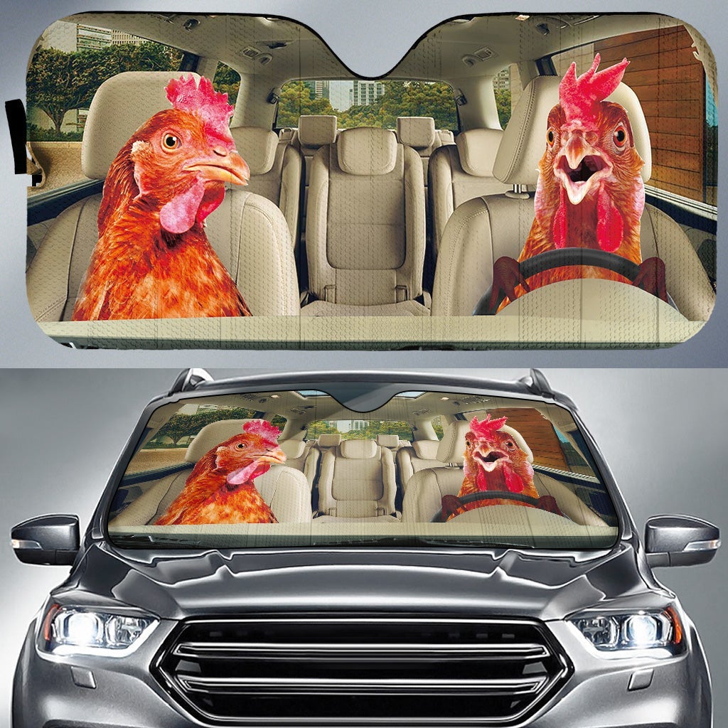 Driving Chickens Car Auto Sunshades