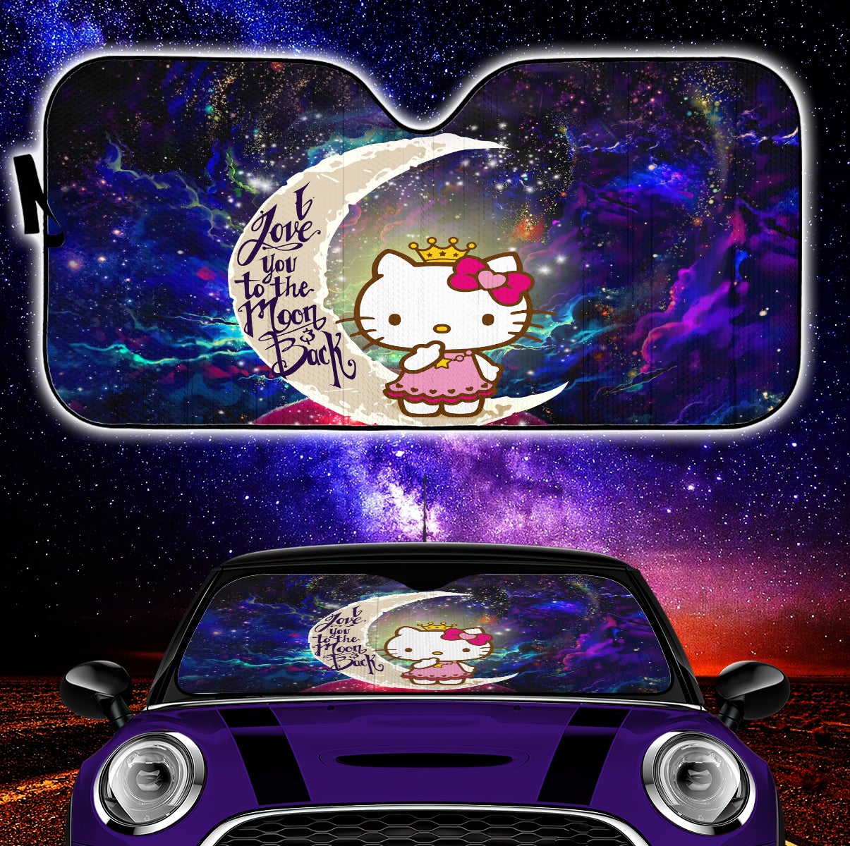 Hello Kitty Love You To The Moon Galaxy Car Auto Sunshades