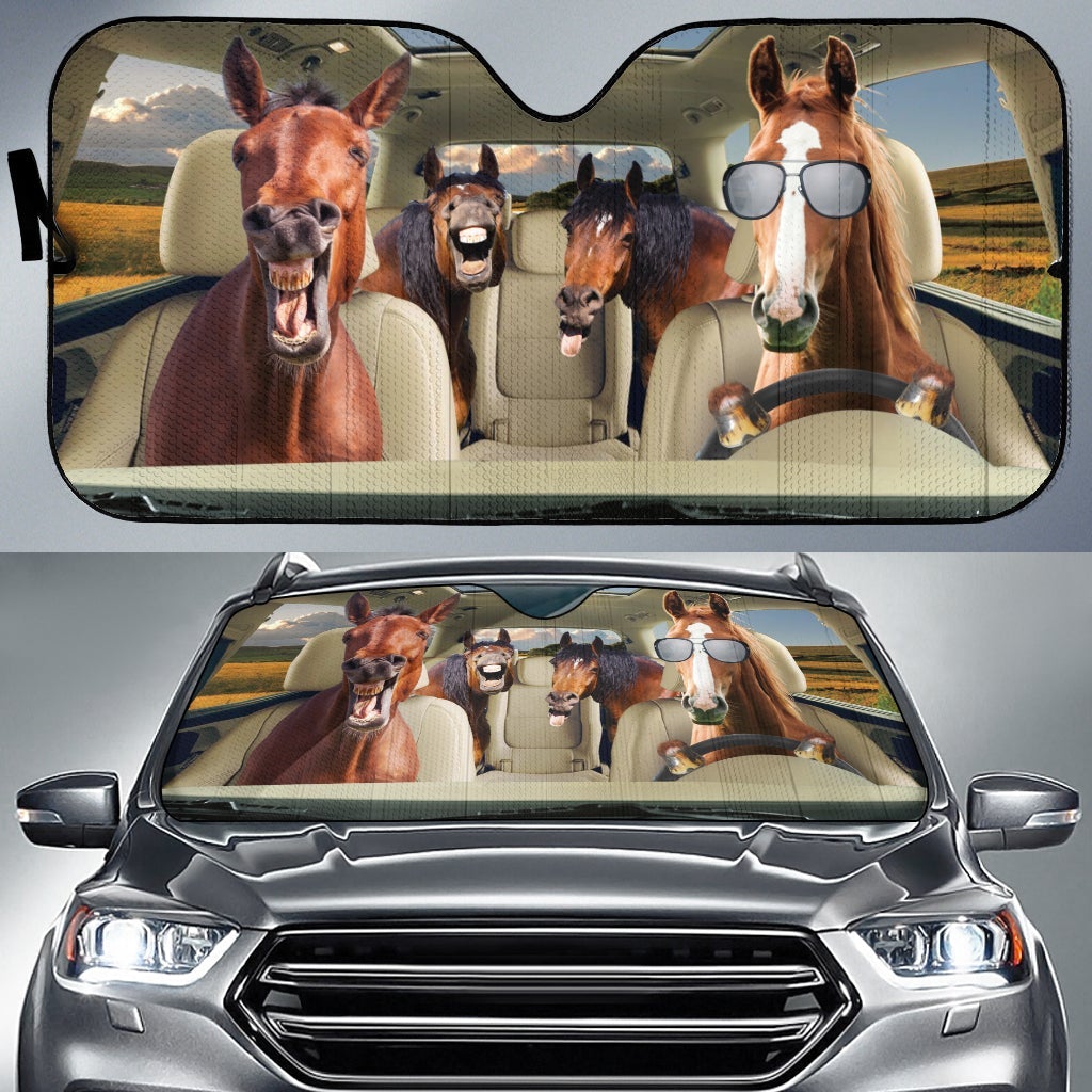 Driving Horses On Farm Car Auto Sunshades