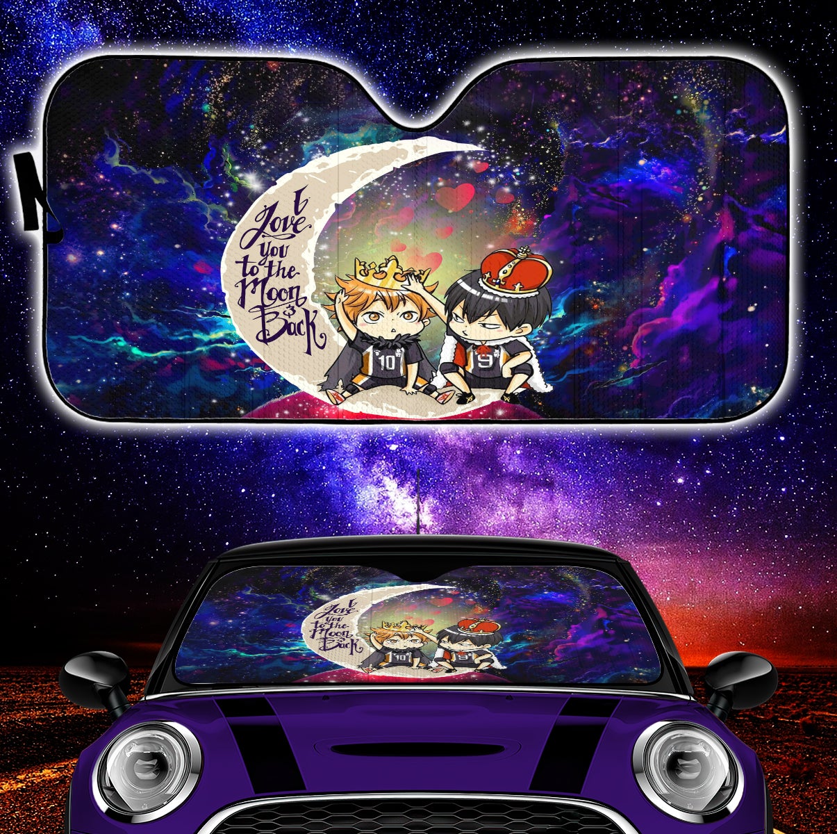 Hinata And Tobio Haikyuu Love You To The Moon Galaxy Car Auto Sunshades