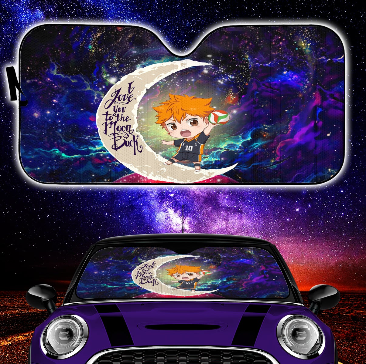 Hinata Haikyuu Love You To The Moon Galaxy Car Auto Sunshades