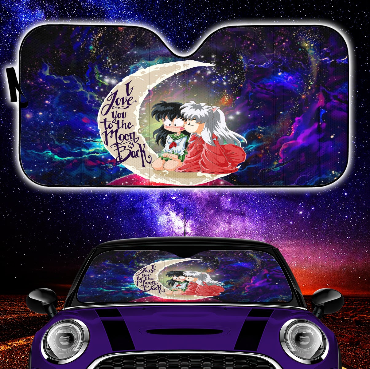 Inuyasha Love You To The Moon Galaxy Car Auto Sunshades