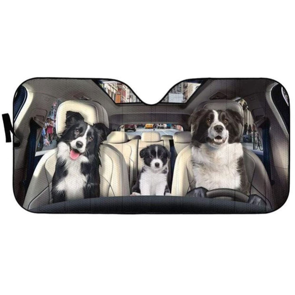 Border Collie Puppy Custom Car Auto Sun Shades Windshield Accessories Decor Gift