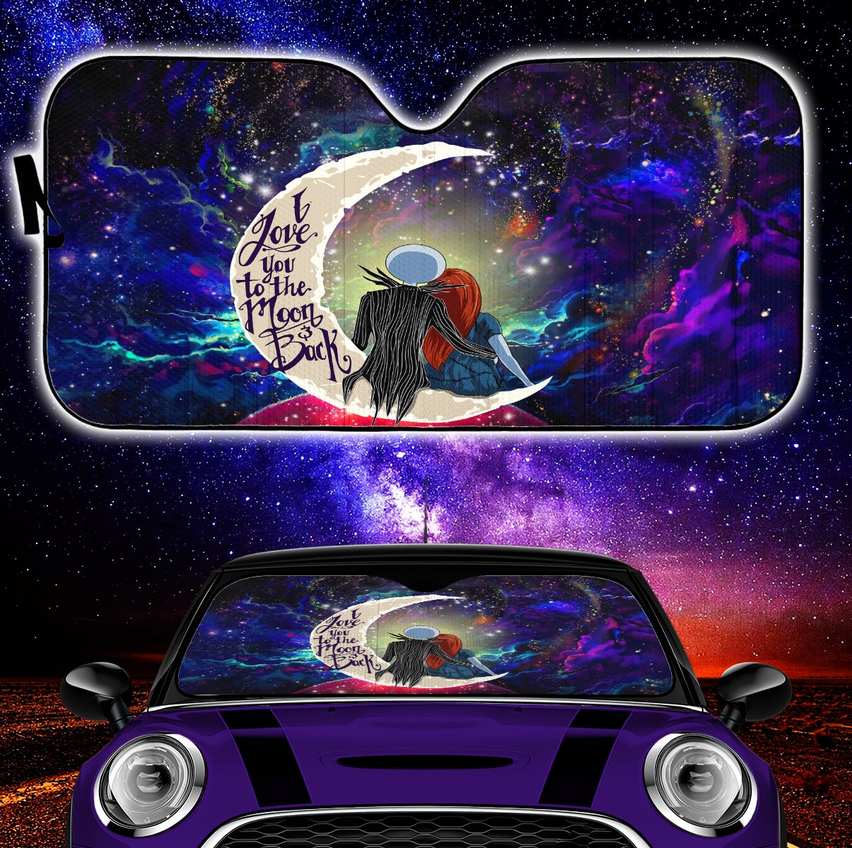 Jack And Sally Nightmare Before Christmas Love You To The Moon Galaxy Car Auto Sunshades