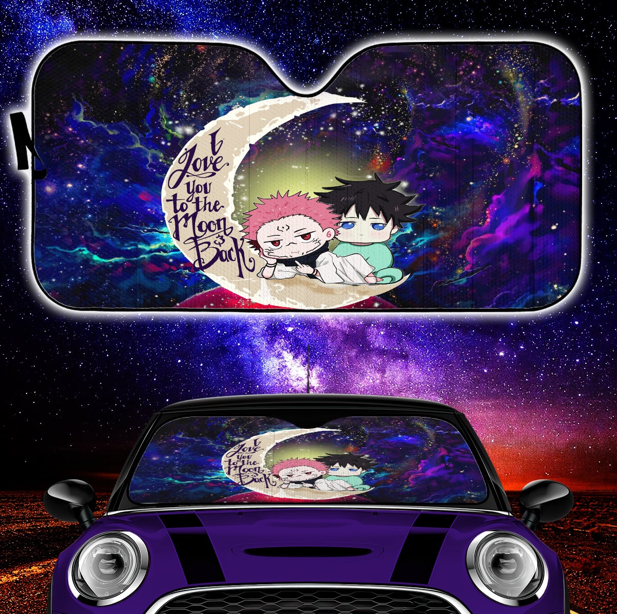 Jujutsu Kaisen Gojo Sukuna Love You To The Moon Galaxy Car Auto Sunshades