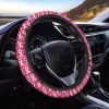 White And Pink Breast Cancer Print Car Steering Wheel Cover