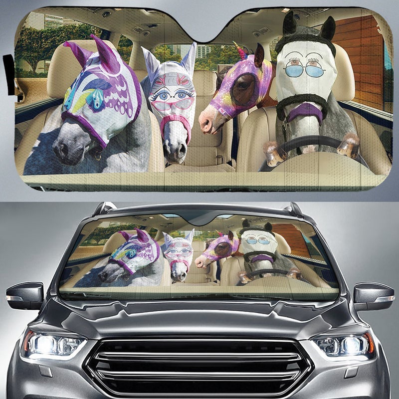 Driving Horse With Fly Cover Car Auto Sunshades