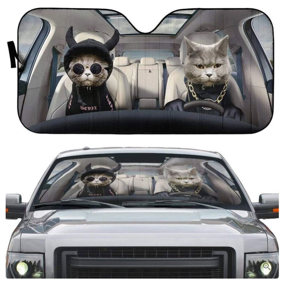 Hoodie Chartreux Cats Custom Car Auto Sun Shades Windshield Accessories Decor Gift
