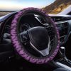 Purple And Black Halloween Bat Print Car Steering Wheel Cover