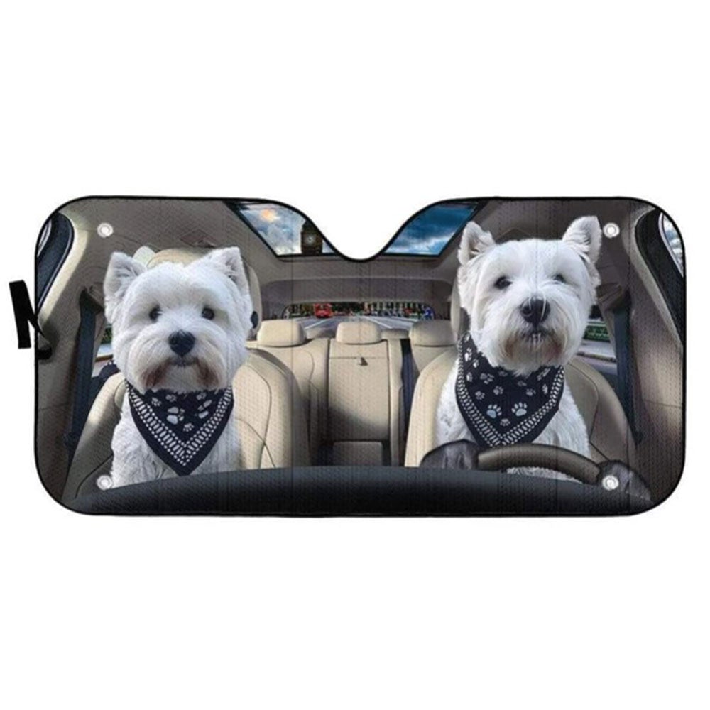 Love Couple Terrier Dogs In Car Custom Car Auto Sun Shades Windshield Accessories Decor Gift