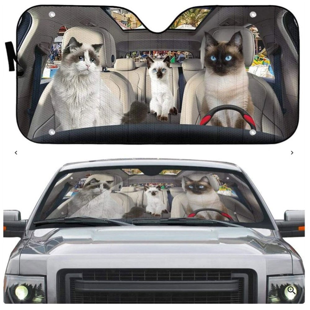 Ragdoll Cat Custom Car Auto Sun Shades Windshield Accessories Decor Gift