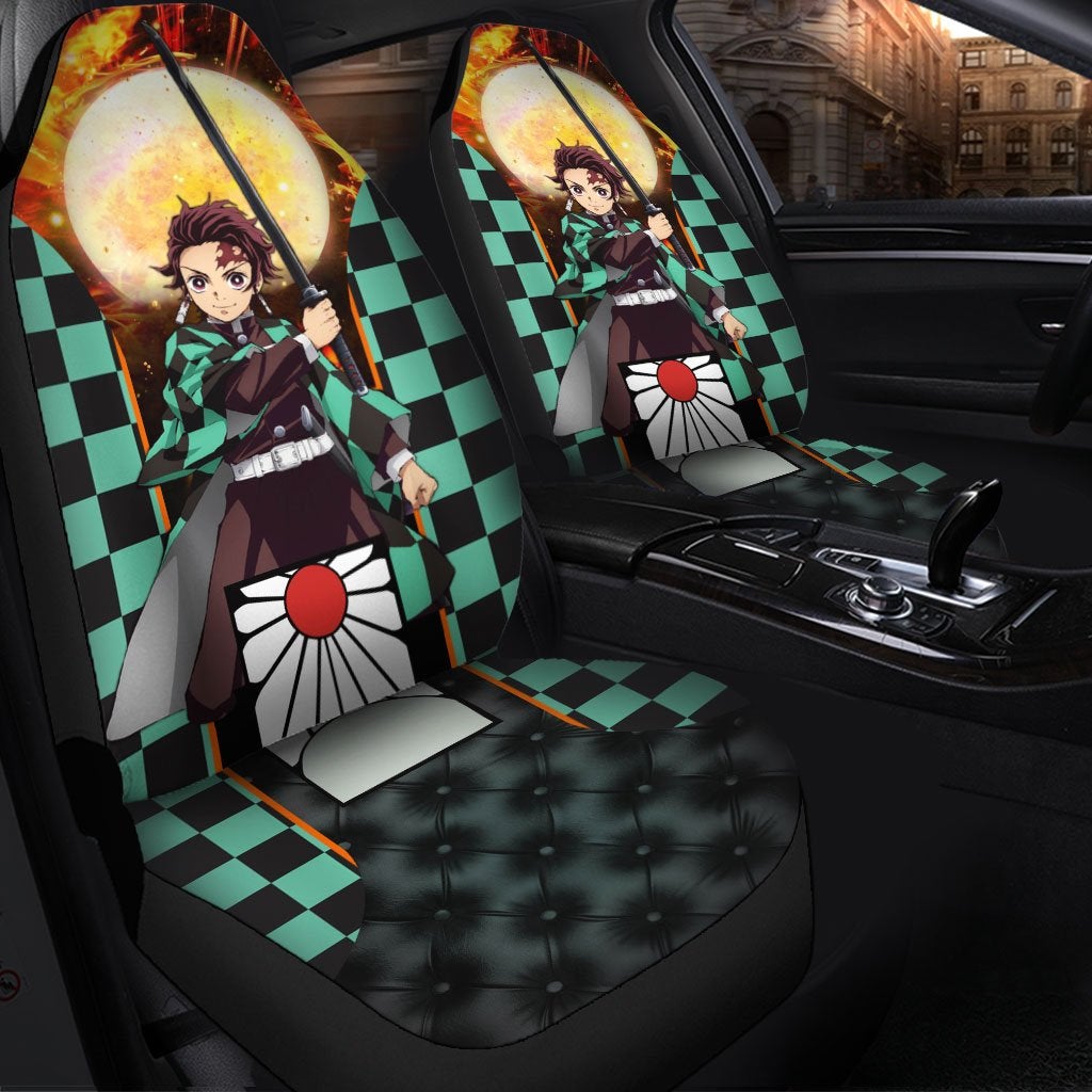 Tanjiro Sun Demon Slayer Premium Custom Car Premium Custom Car Seat Covers Decor Protectors Decor Protector