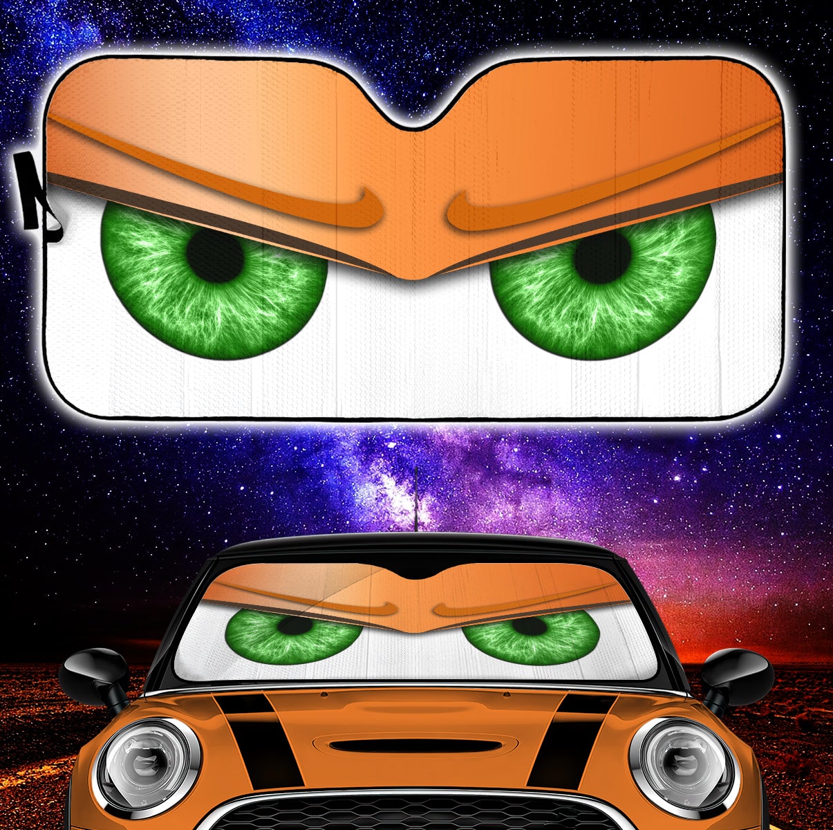 Orange Funny Angry Cartoon Eyes Car Auto Sun Shades Windshield Accessories Decor Gift