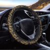 Gold Om Symbol Pattern Print Car Steering Wheel Cover