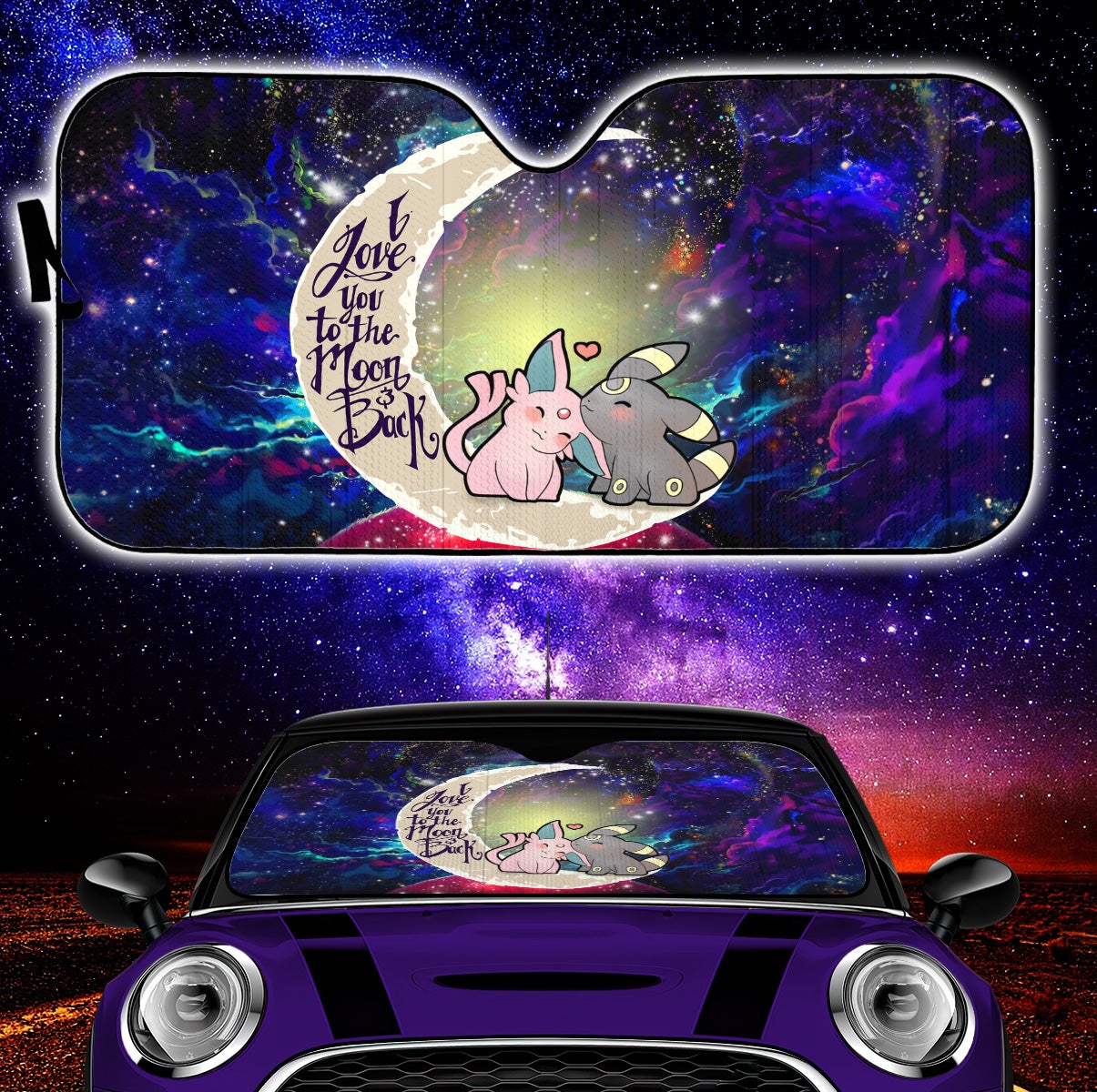 Pokemon Espeon Umbreon Love You To The Moon Galaxy Car Auto Sunshades