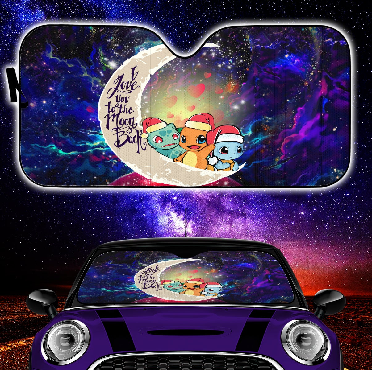 Pokemon Friends Gen 1 Love You To The Moon Galaxy Car Auto Sunshades