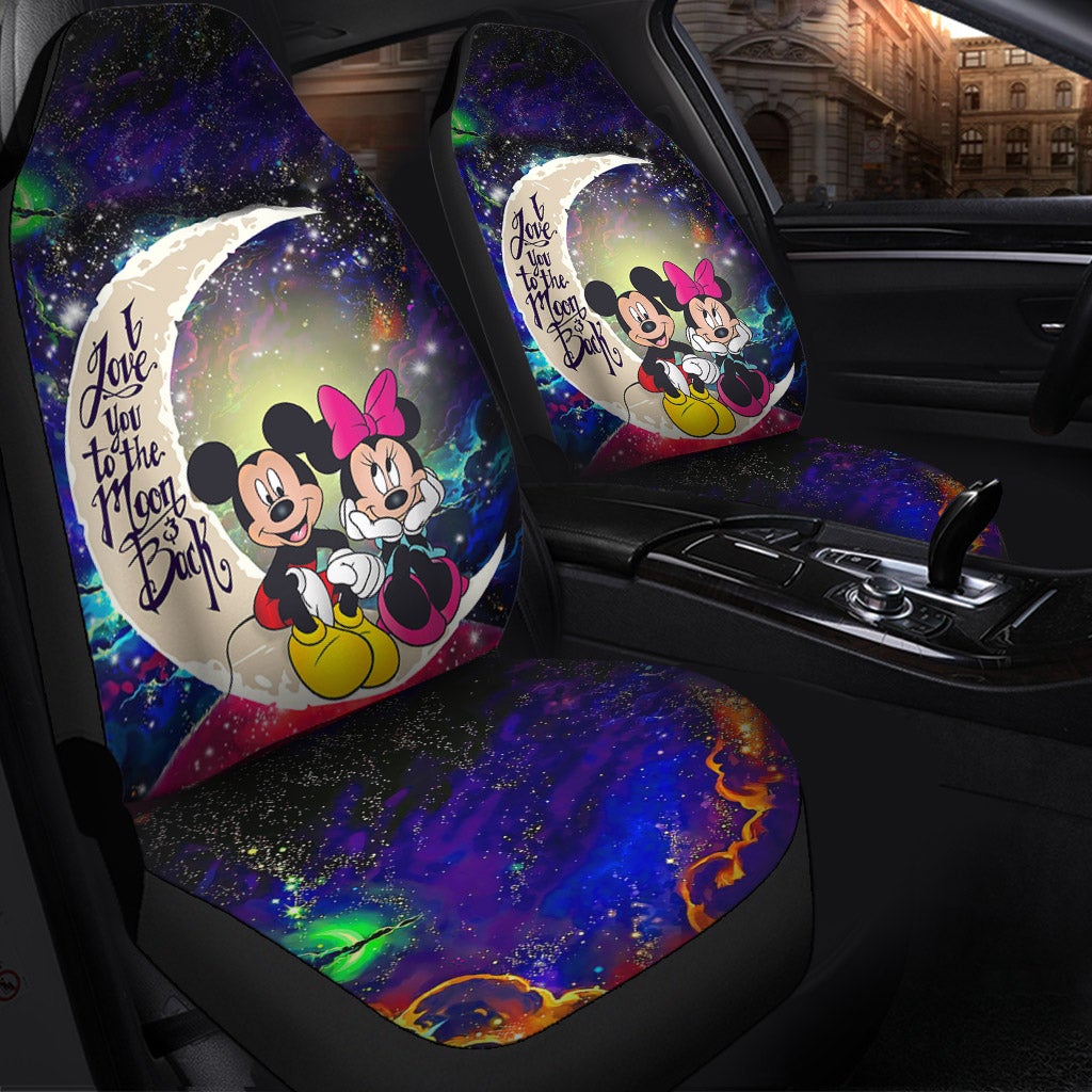 Mouse Couple Love You To The Moon Galaxy Car Seat Covers