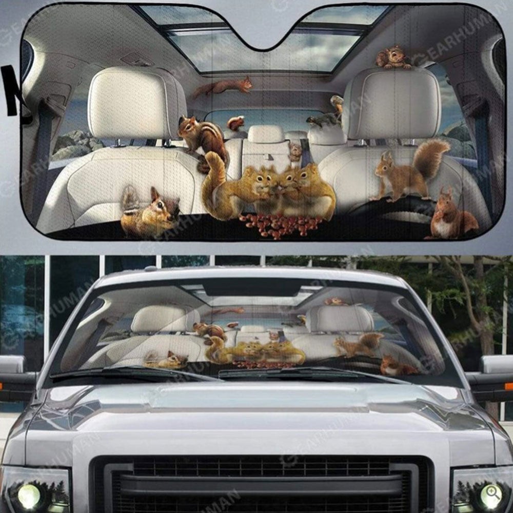 Squirrels Car Auto Sun Shades Windshield Accessories Decor Gift
