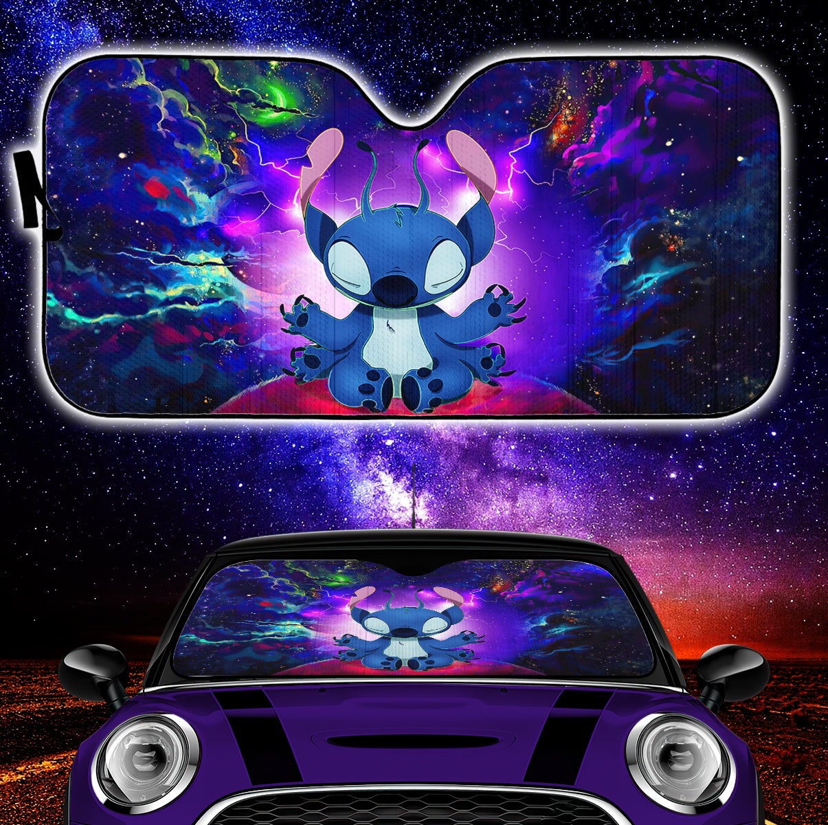 Stitch Yoga Love You To The Moon Galaxy Car Auto Sunshades