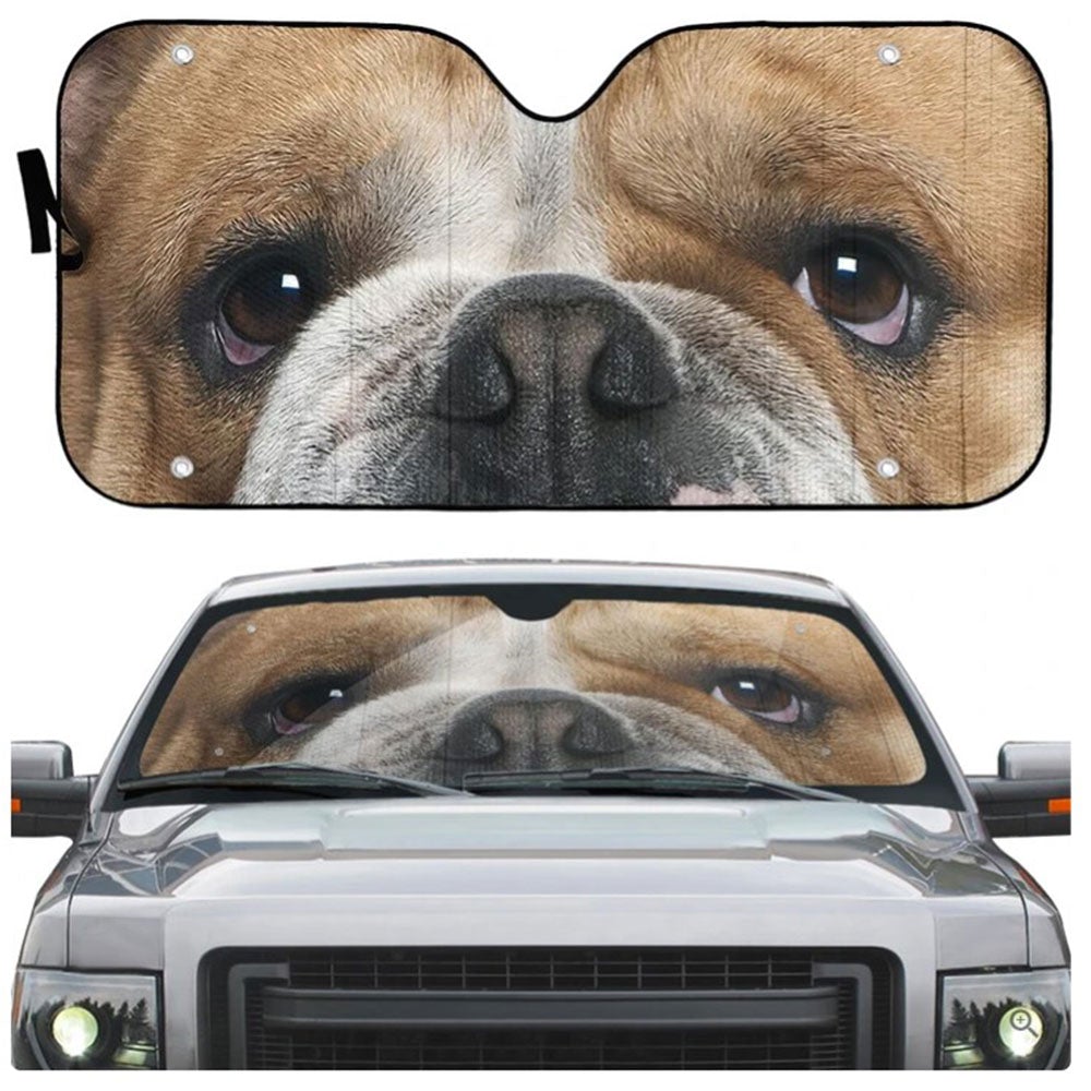 Bulldog Eyes Custom Car Auto Sun Shades Windshield Accessories Decor Gift