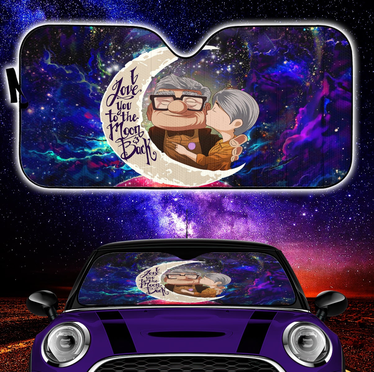 Up Couple Love You To The Moon Galaxy Car Auto Sunshades