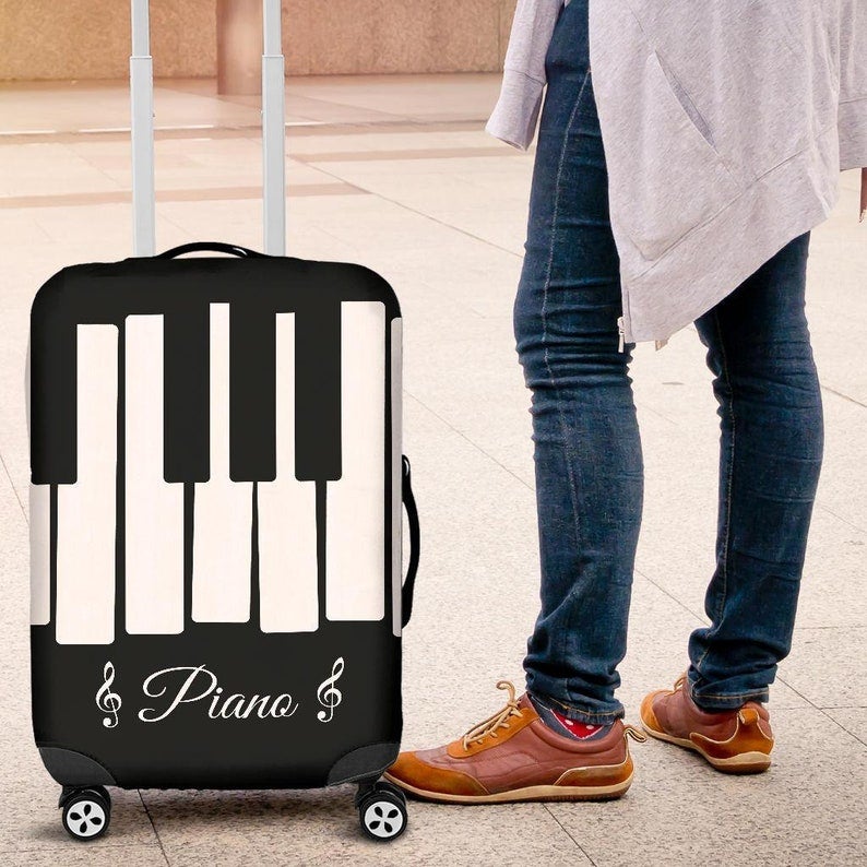 Piano Keys Design Spandex Luggage Cover Suitcase Protector