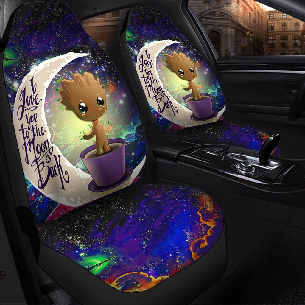 Baby Groot Love You To The Moon Galaxy Car Seat Covers