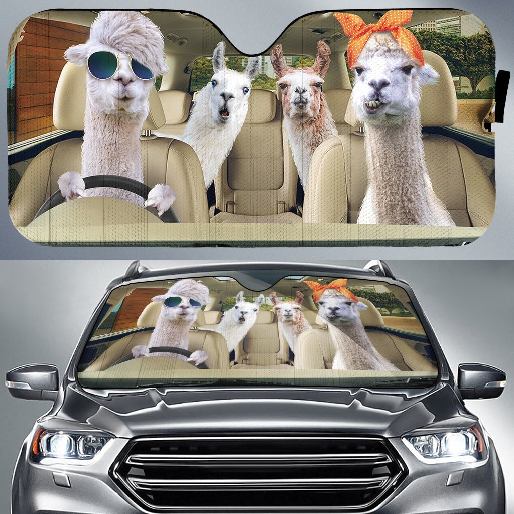 Driving Llamas Right Hand Drive Car Auto Sunshades