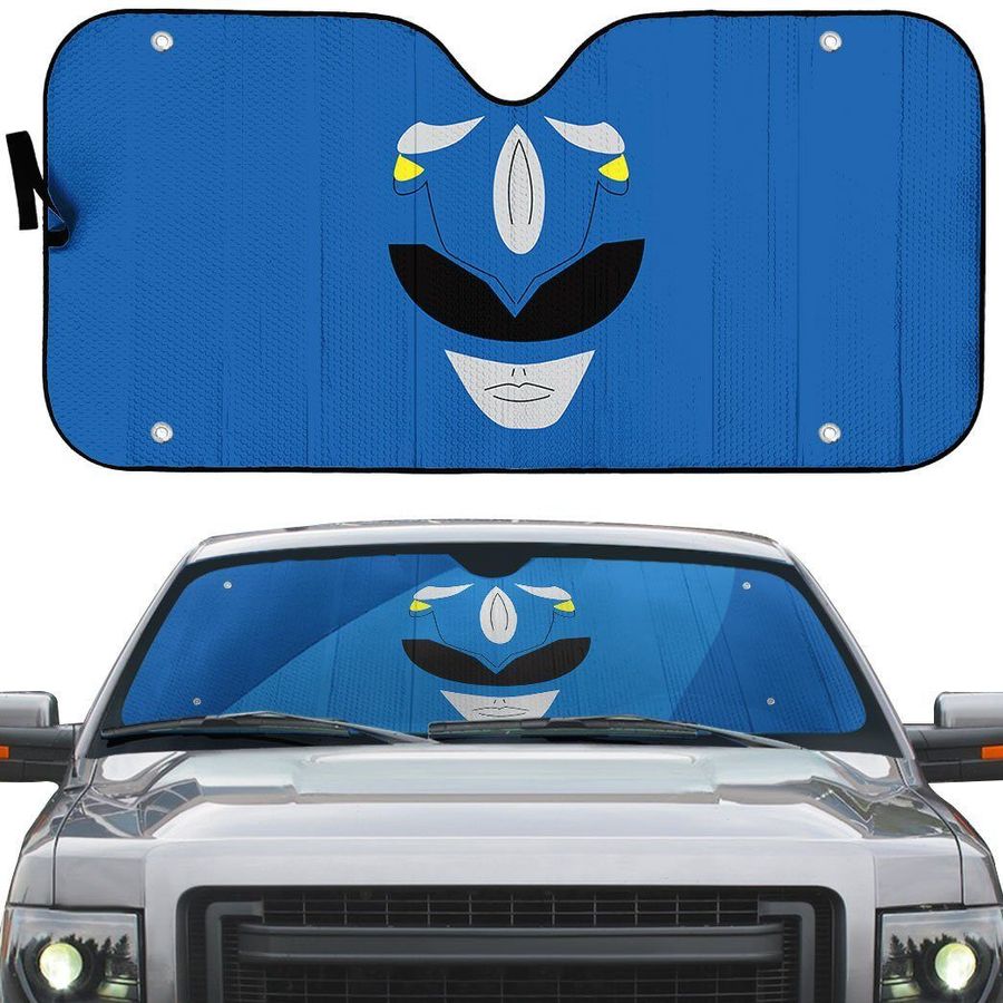 Mighty Morphin Power Rangers Blue Ranger Custom Car Auto Sunshade Windshield Accessories Decor Gift