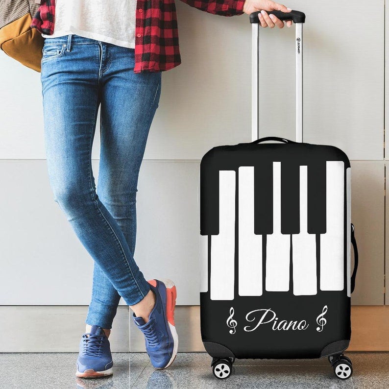 Piano Keys Design Spandex Luggage Cover Suitcase Protector