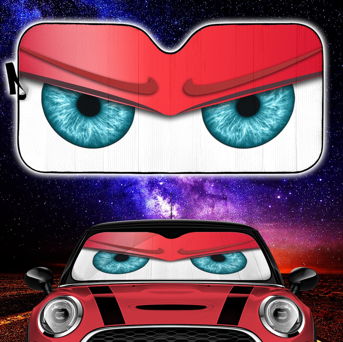 Red Funny Angry Cartoon Eyes Car Auto Sun Shades Windshield Accessories Decor Gift