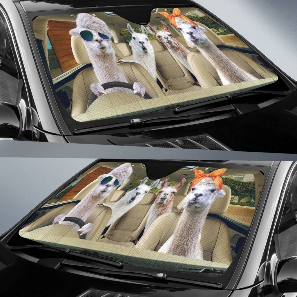 Driving Llamas Right Hand Drive Car Auto Sunshades