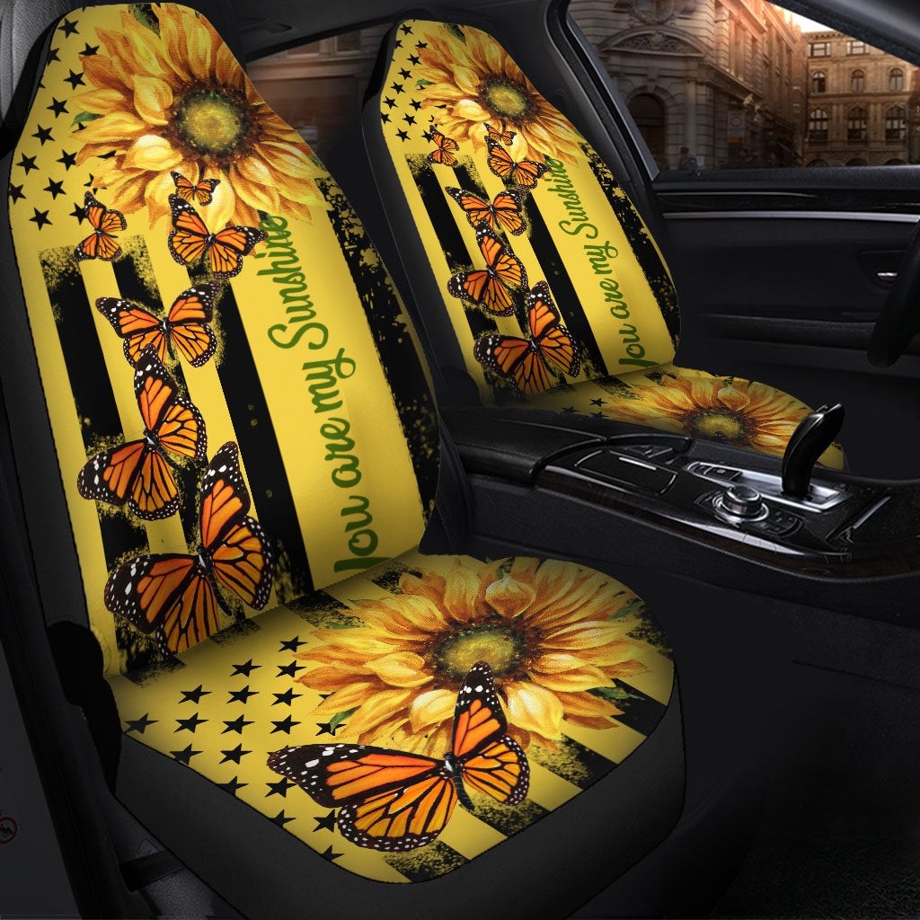 Butterfly Custom Yellow Sunflower Premium Custom Car Seat Covers Decor Protector