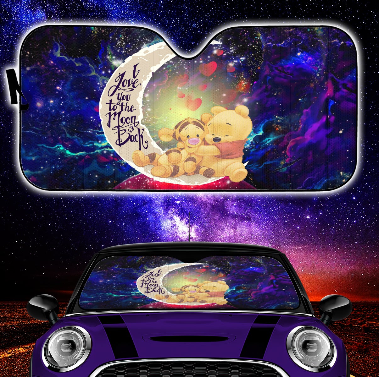 Winnie The Pooh Love You To The Moon Galaxy Car Auto Sunshades