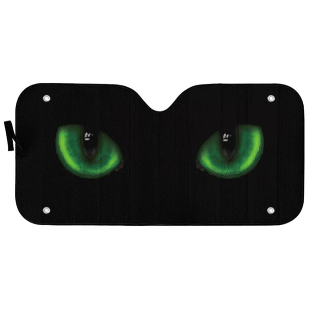 Green Dangerous Wild Black Cat Eyes In The Dark Custom Car Auto Sun Shades Windshield Accessories Decor Gift