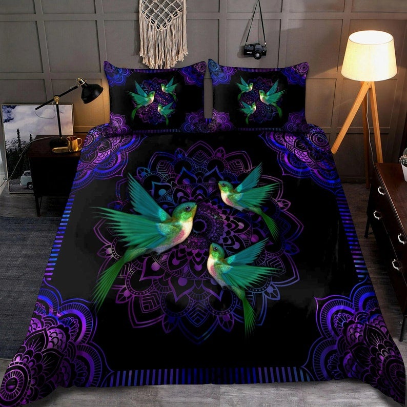 Hummingbird Mandala Bedding Set Duvet Cover And 2 Pillowcases