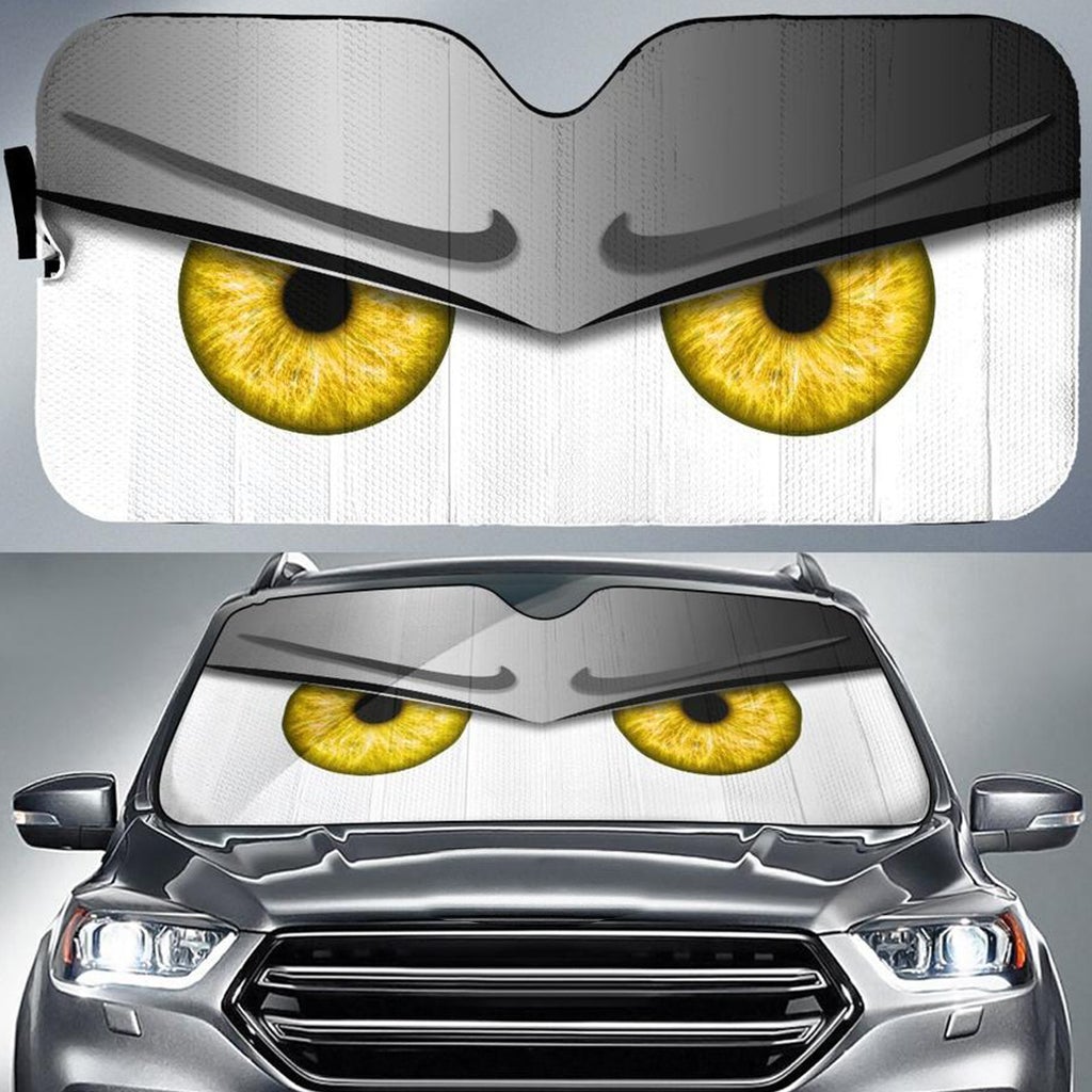 Silver Funny Angry Cartoon Eyes Car Auto Sun Shades Windshield Accessories Decor Gift